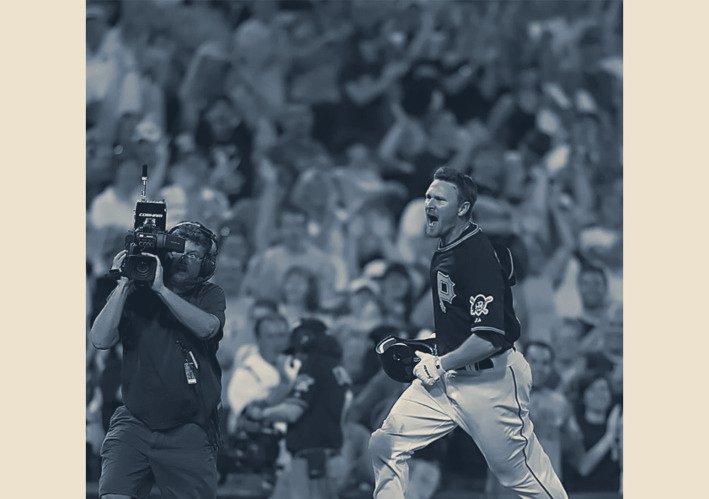 Drew Sutton celebrating with the Pittsburgh Pirates